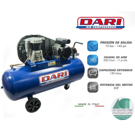 COMPRESOR DE AIRE DARI DEC150/2800-3M DE 3HP Y 150LITROS