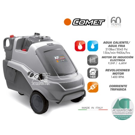 HIDROLAVADORA COMET KF8.15 T PREMIUM TOTAL STOP AGUA CALIENTE 200 BAR 2