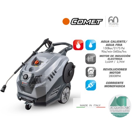 HIDROLAVADORA COMET SCOUT 150 TOTAL STOP AGUA CALIENTE ITALIANA 2